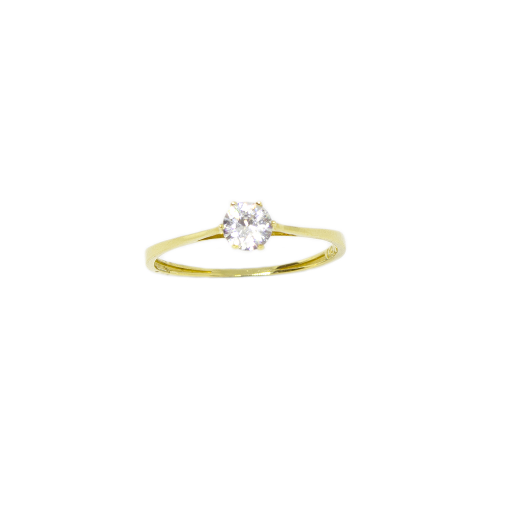 Anel Solit�rio Tradicional com Zirc�nia em Ouro 18 Kilates � 25432